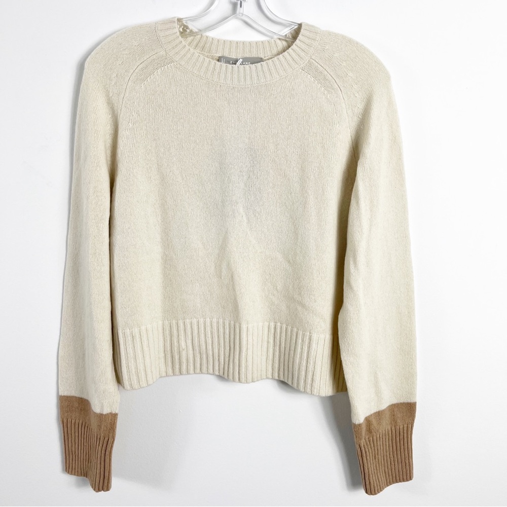 Everlane The ReCashmere Boxy Crewneck Sweater Size XS NWT Two Tone Bone Camel